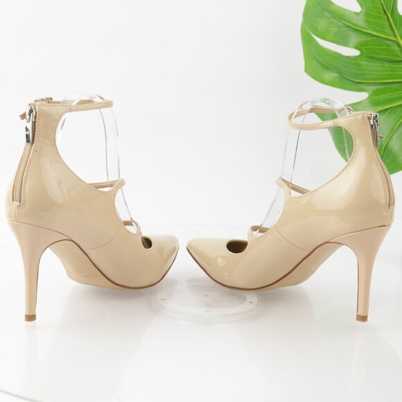 Marc Fisher Womens Daily Mary Jane Pump Size 8.5 Nude Tan Patent Heel Dress Shoe - Picture 6 of 13